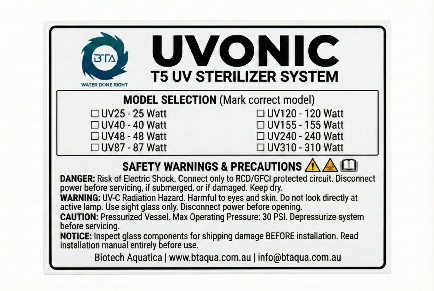 UVonic T5 UV Sterilizers MKII 5"